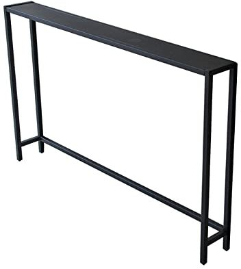 Schmaler Konsolentisch, 15 cm tief, hoher Beistelltisch fürs Sofa, Eingangstisch, Flurtisch hinter dem Sofa, Tisch für die Wohnzimmerdekoration (Größe: 100 x 15 x 75 cm, Farbe: Schwarz)