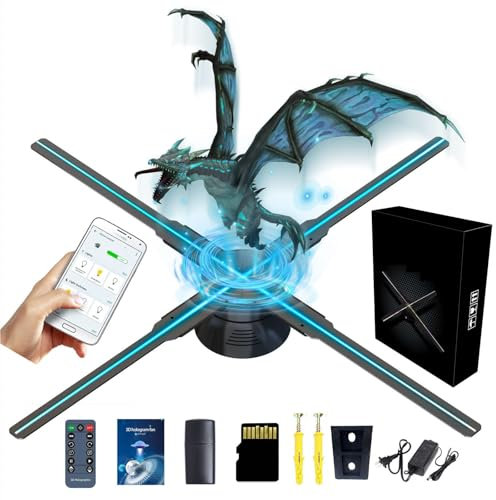 LYFDPN Projecteur holographique avec Logo LED, lumière holographique, WiFi, Affichage 3D, imagerie aérienne, Ventilateur 3D, Machine publicitaire Murale
