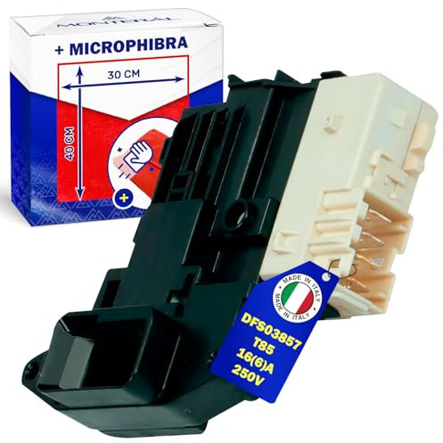 Bloqueo Cerradura para Puerta de Lavadora DFS03857 T85 16(6) A 250V con 4 Сontactos con Código Original EBF61315801 EBF61315803 para LG - Completo con Bayeta Microfibra - MADE IN ITALY - MONTERAL