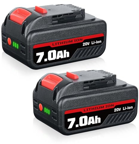 2-Pack 20 V 7.0 Ah Batteries Replacement for DeWalt 20V MAX Battery DCB200 DCB204 DCB206 DCB206-2 DCB201 DCB203 DCB181 DCB180 Series Cordless Power Tools with LED Battery Indicator