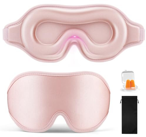 NEUTYPECHIC Schlafmaske für Herren Frauen, 3D Total Licht blockierende Augenmaske, Bequem Schlafbrille Verstellbar Gummiband, Schlafmasken für Reisen, Nickerchen (Pink)