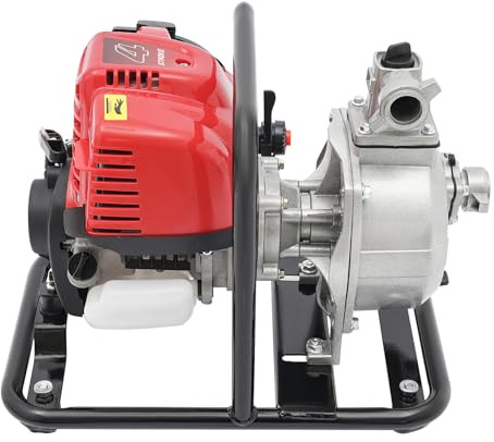 Benzin Wasserpumpe 4 Takt Tragbare Gartenpumpe 1.2KW Viertakt Teichpumpe für Gartenrasenbewässerung Feldpumpen Entwässerungsarbeiten