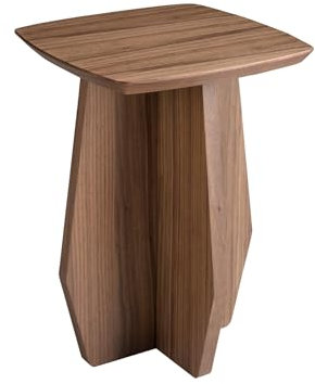 ÁNGEL CERDÁ - Quadratischer Ecktisch aus Walnussholz im Fassdesign - Moderner Design Wohnzimmertisch - Kompakter und Eleganter Beistelltisch - 40 x 40 x 50 cm