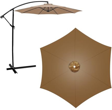 YedZen Housse de Rechange pour Parasol, Toile Parasol 3M 6 Baleines Remplacement, Rechange pour Parasols de Terrasse pour 3M 6 Bras, Dessus De Parapluie Jardin Extérieur, Kaki