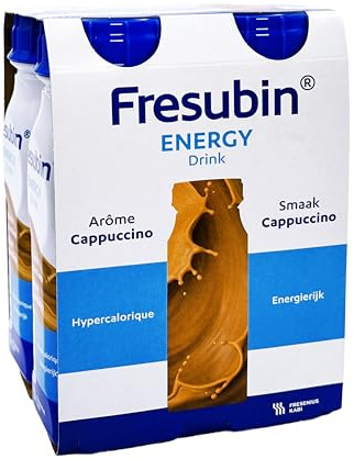 Fresubin Energy Drink - Cappuccino Hochkalorische Trinknahrung von Fresenius Kabi, 300 kcal pro Flasche, glutenfrei, laktosearm, ohne Ballaststoffe (200 ml (4er Pack), Cappuccino)