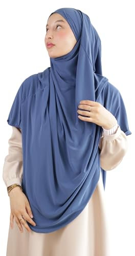 Khimar Hijab Überzieh-Oberteil Jilbab für muslimische Frauen verhüllt KH300, Jeans-Blau, One size