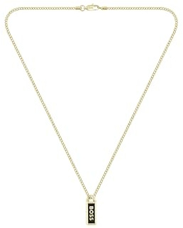 BOSS Jewelry Gliederhalskette für Herren Kollektion KASSY EMBLEM aus Gelbgold mit einem Anhänger aus schwarzem Email - 1580678