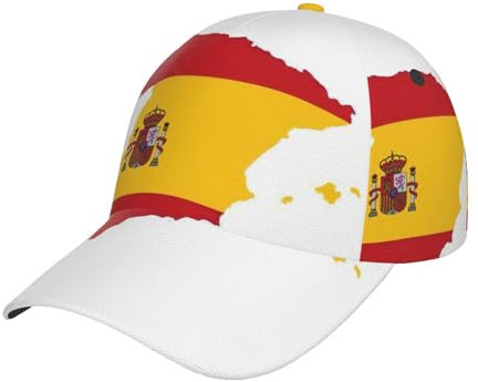 Gorras de béisbol con estampado de mapa de la bandera de España, gorra de béisbol ajustable para hombres y mujeres, para correr y entrenar al aire libre, color negro, Negro -, talla única