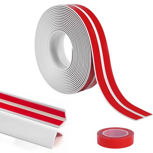 Flintronic 6M PVC Inside Outside Corner Trim, Self-Adhesive Edging Trim for Wall and Tile Edges, Peel and Stick Corner Strip, Flexible Edges Decoration for Furniture, Windows, Tables (40mm/White)