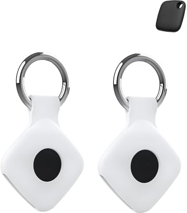 2 Pack Protective Case for Tile Mate 2022/2024 Anti - Loss Tracker with Silicone Keychain - Durable and Stylish Cover, Waterproof, Anti - fall,White