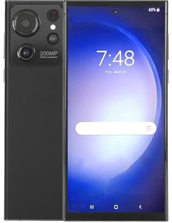 HD Smart Telephone 6,8 Pollici, 12 GB di 256 GB di Schermo Perforato Sbloccato da 6800 MAh Cellulare per Intrattenimento per 10 (BLACK)
