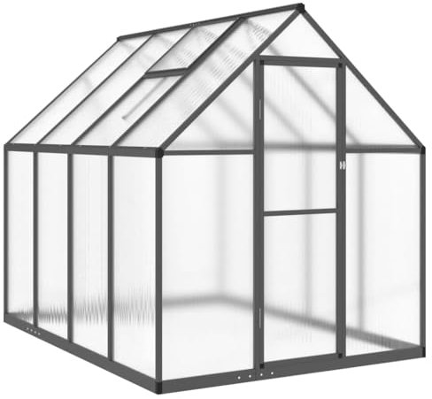 Serra da giardino in alluminio e policarbonato per piante da esterno con finestra e porta, riparo invernale per piante, antracite, 224 x 169 x 195 cm