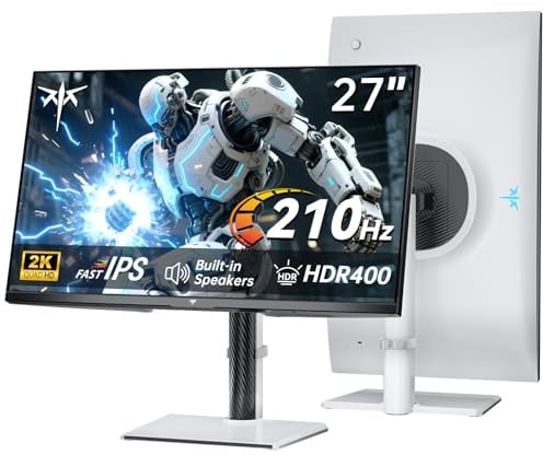 KTC Monitor para juegos de 27 pulgadas | 2K@200Hz (OC 210Hz) | Altavoces incorporados | Panel IPS rápido | Tiempo de respuesta de 1 ms (MPRT) | Brillo de 450 cd/㎡, HDR400 | Sincronización adaptativa |