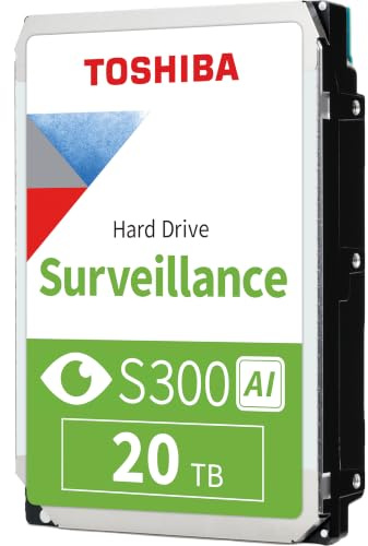 Toshiba S300 Surveillance AI 20TB 3.5 SATA HDD 7200 RPM 512MB Cache CMR