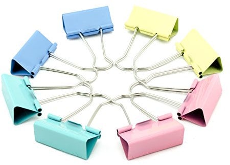 AKORD 25 mm Metal Binder Clip Clamp - Assorted Colours (Pack of 48)