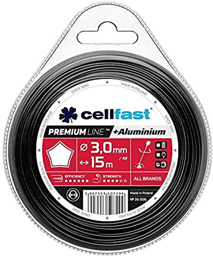 Cellfast Mähfaden Für Rasentrimmer und Freischneider Trimmerfaden Rasentrimmer-Faden Trimmfaden Rasentrimmer Schnur Gehärtet Mit Aluminium Premium Sternförmiger Querschnitt 3,0 mm 15 m