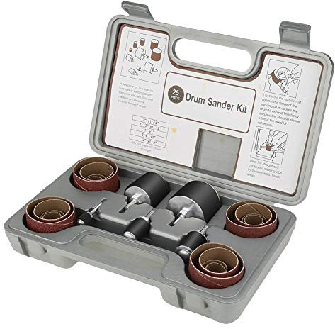 Broco 25 pcs Drum Sander Kit, Spindle Sanding Drum Sander Tool Kit Set with Case with Drill Press For polishing and grinding