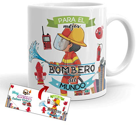 Kembilove Taza de Café para el Mejor Bombero del Mundo – Taza de Desayuno para la Oficina – Taza de Café y Té para Profesionales – Tazas de Profesiones para Bomberos