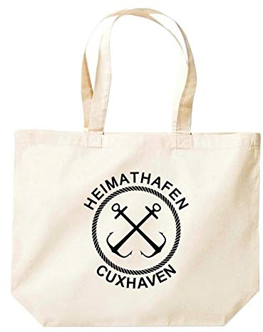 ShirtInStyle Beutel Tasche, Heimathafen Cuxhaven Tasche Großer Beutel, Jute, Shopper, Beutel, Tasche, Urlaub, Meer, See, Heimatort, Urlaub, Zu Haus, Farbe Natur