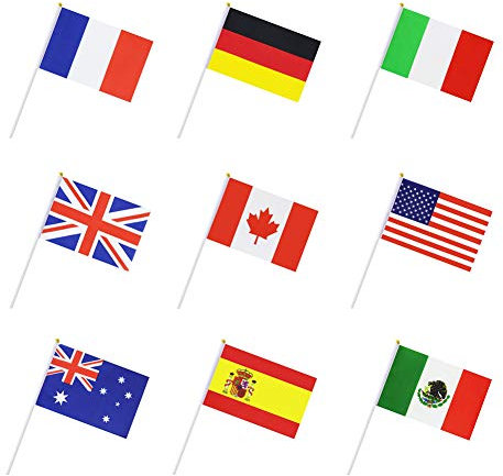 50 Pays Drapeau International Bâton Du Monde, À Main Petit Mini National De Fanions Drapeaux Banderoles Sur Bâton, Décorations De Fête Pour Parades, Olympique, Coupe Du Monde, Bar, Événement Sportif,