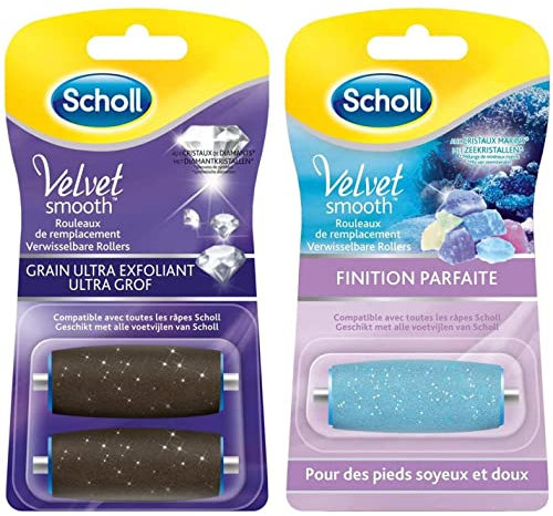 Scholl Rouleaux de Remplacement pour Râpe Electrique Pieds Exfoliante Velvet Smooth - Anti-Callosités - Lot de 3 (2 Rouleaux Ultra Exfoliants + 1 Rouleau Finition)