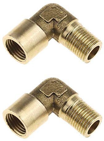 YINETTECH 2 conectores de línea de aire en ángulo recto, 1/8 BSP macho a hembra, para compresores hidráulicos de aire, agua, aceite, tubo, latón