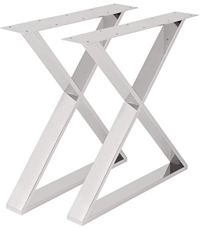 HOLZWERK24 Tischgestell TUX 408 Stahl chrom Kreuz X Gestell - Tischkufen Tischfüße Tischbeine Tischuntergestell Tischkufe Kufengestell