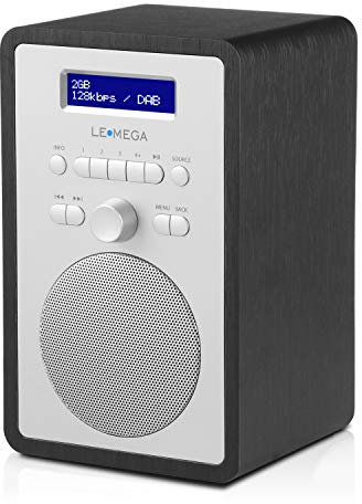 DAB Radio Alarm Clock | DAB+, FM, Dual Alarm Clock | Small Digital Radio for Kitchen & Bedside | 20 Presets, Clear Full Info Display, Headphone Jack, Wood Effect | LEMEGA CR2+