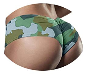 ORANDESIGNE Short D’Été Sport Femme Legging Court Plage Sexy Pantalon Yoga Push Up Taille Haute Pantalon pour Fitness Jogging Gym Bas de Maillot A Vert Foncé L