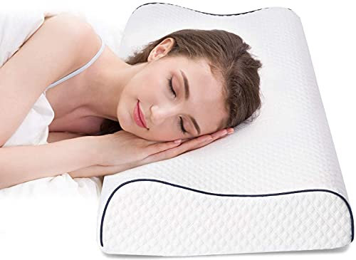 Fityou Ergonomisches Schlafkissen, Memory Foam Kopfkissen, nackenstützkissen, Höhenverstellbar, waschbarer Kissenbezug(60x35x9/11cm)