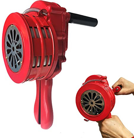 HEZHU Handsirene Tragbarer Handkurbel Sirenen Aluminiumgehäuse Sirene 110dB Manuell Betriebenes Sirenen für Feueralarm den Heim- oder professionellen Einsatz sowie Luftverteidigung (Rot)