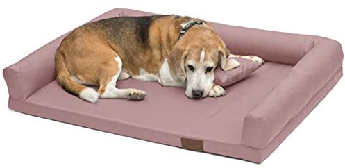 Juelle Orthopädisches Hundebett Große Hunde, Ergonomische Matratze mit Seiten für große Hunde, Abnehmbarer Bezug, maschinenwaschbar, Lucky M-XXL (Größe: L - 120x90 cm, Puderdar Rosa)