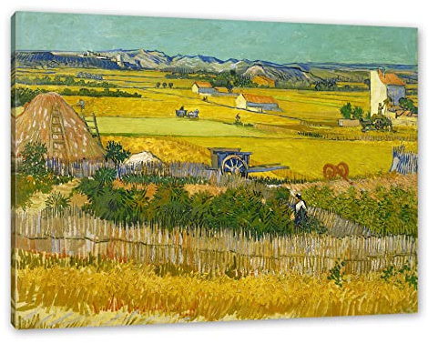 Pixxprint Vincent Van Gogh - Die Ernte, Größe: 120x80cm, Leinwandbild, fertig gespannt, Wandbild, Dekoration, Kunstdruck, kein Poster