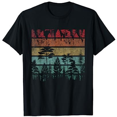 Draußen Retro Wald Bäume Retro Natur T-Shirt