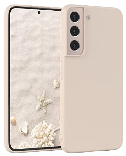 EAZY CASE - Silikonhülle für Samsung Galaxy S22 5G Hülle Silikon Case Beige weich stoßfeste Handyhülle Galaxy S22 5G Schutzhülle mit Kameraschutz Dünn Premium Schutz Cover TPU Phone Bumper in Taupe