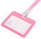 sourcing map Porte-Badge ID Support 4x3.1 Pouce Horizontal Nom Étiquette ABS Double Face Transparent Fenêtre avec Détachable Cou Cordon Rose
