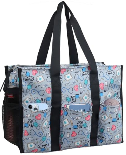ABAMERICA Nurse Bags for Work Nursing Bag Multiple Pockets Waterproof Organizing Zip Top Clinical Bag for Nursing Students