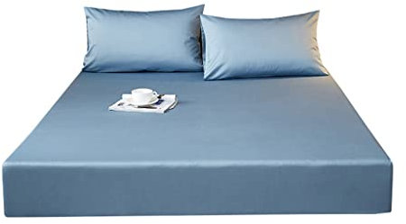Spannbettlaken Bettlaken 120x200-200x220cm Kinderlaken Spannbetttuch Aus 100% Baumwolle Einfarbig Laken Für Wasserbett Boxspringbett Bis 30cm Höhe (Color : Bentley Blue, Size : 120x200x30cm)