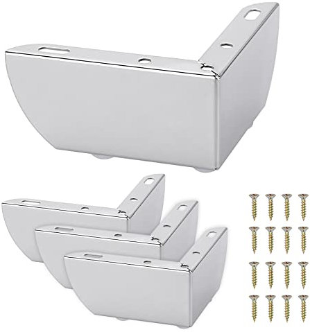 SUMNACON Lot de 4 pieds de canapé en métal de 5,5 cm, pieds de meubles, pieds de placards, pieds de table de rechange modernes et solides (argent)