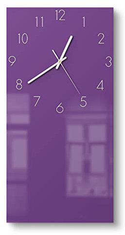 DEQORI Glasuhr | horizontal 30x60 cm | Unifarben - Violett | große XXL Design Uhr aus Glas | leise Wanduhr für Wohnzimmer & Küche | Moderne Hingucker Uhr für die Wand