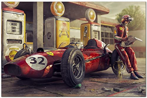 Printonia Bild auf Leinwand 120x80cm Formel 1 F1 Rennwagen Auto Automobil Bilder Rennszene Deko Dekoration Wandbild Kunstdruck