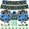 Doyomtoy Dino Geburtstag Deko Jurassic Dinosaur Luftballon Jurassi DinosBirthday Decoration set, Dino Luftballon+Birthday Banner+Cake Top Decoration