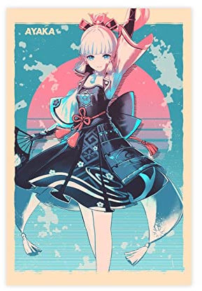 JDRC Ayaka Genshin Impact 1 Leinwand-Poster, Wandkunst, Dekor, Druck, Bild, Gemälde für Wohnzimmer, Schlafzimmer, Dekoration, Rahmen: 30 x 45 cm