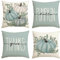 Artoid Mode Eukalyptus Blau Kürbisse Herbst Kissenbezüge 4er Set, 45x45 cm Zierkissenbezug Cushion Cover Couch Wohnzimmer Außenbereich Deko