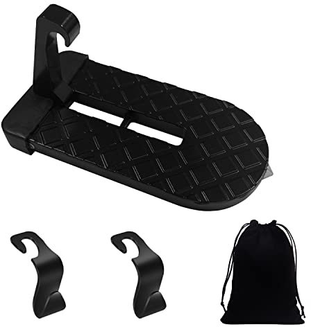 1 Piece Car Door Step,2 Hooks,1 Storage Bag,Foldable Car Door Step,Car Door Step with Clevis Lock,Suitable for Most Car Models, Family Cars, Rvs (Black)
