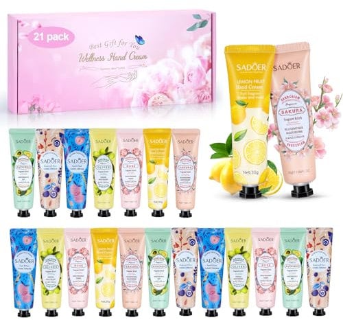 Handcreme Set, 21 Pack Handcreme Damen Geschenkset, Duft Hand Fuß Tag Nachtcreme Feuchtigkeitscreme, Kleine Geschenkset für Frauen und Männer,Weihnachten & Geburtstags Geschenk