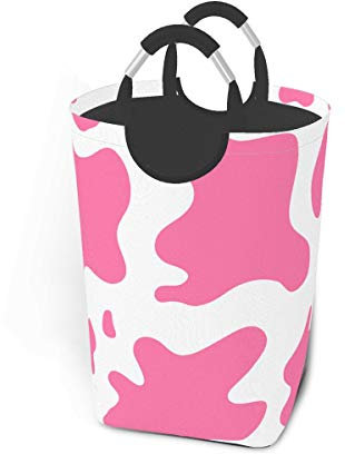 Wäschekorb, Kuhfell, rosa Tiere, Wildtiere, Wäschekorb, Spielzeug-Organizer, wasserdichter Kinderzimmerkorb, 50 l