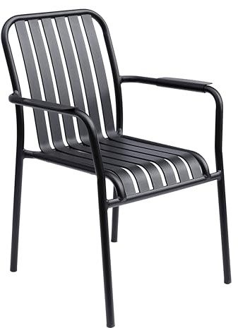 Oviala Terrassenstuhl mit Armlehnen aus Aluminium, Schwarz