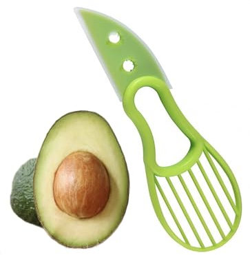 Avocado Peeler 3 in 1 Tool - Hassle-free Avocado Slicer, Pitter & Scooper - Kitchen Gadget for Hass Avocados - Easy to Use, Plastic Avocado Knife, Green - Must-Have Avocado Accessory!