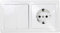 Base schuko empotrar y interruptor simple serie clasica color blanco 16A/250V (1 toma y 2 interruptores)